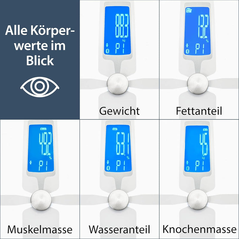 ADE Körperfettwaage BA1800 digitale Personenwaage mit Körperfettanalyse, Körperanalysewaage mit Körp