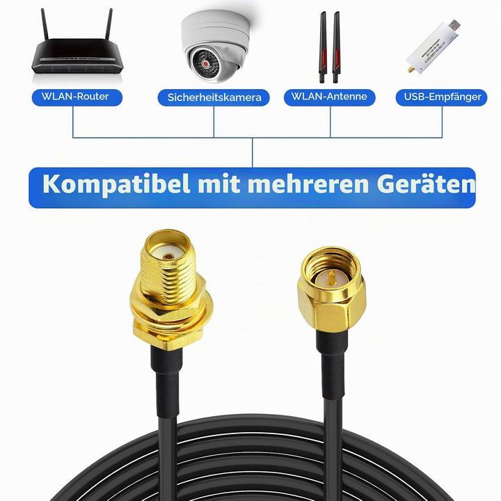 Superbat SMA Kabel WLAN Antenne verlängerungskabel 5m 2Stk:SMA-Stecker auf Buchse Kabel, Verlustarme