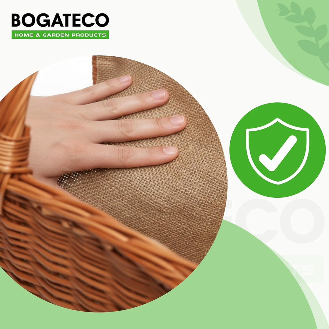 BOGATECO Weidenkorb mit Griff quadratisch | Kaminkorb 45X30X30 | Handgewebt | Mit Jute ausgekleidete