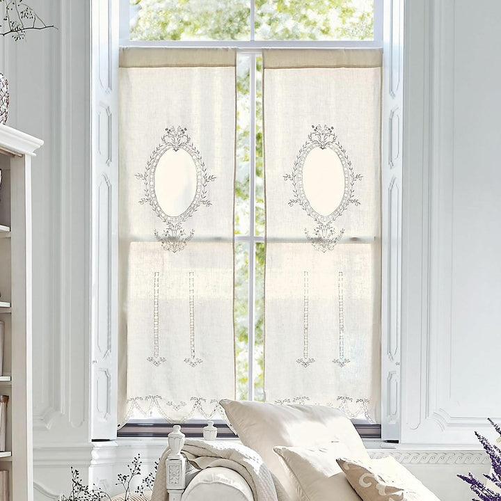 Loberon® Gardine Loiret, Leinen, H/B ca. 180/60 cm, Creme