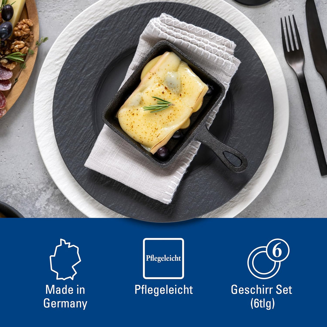 Villeroy &amp; Boch - Manufacture Rock Teller-Set, 6 tlg., Geschirr Set für 2 Personen, Premium Porzell