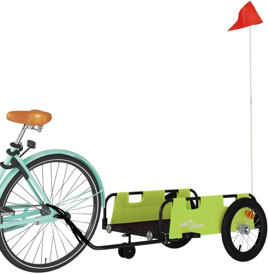 vidaXL Fahrradanhänger Lastenanhänger Grün 124 x 64.5 x 36 cm, Gr&amp;