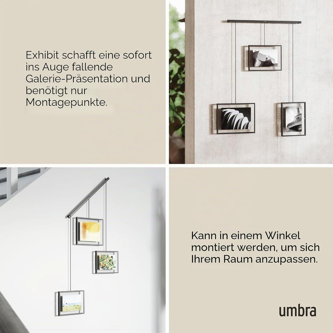 Umbra Exhibit Foto Collage Bilderrahmen – Flexibles Bilderrahmen-Set zur Horizontalen und Diagonalen