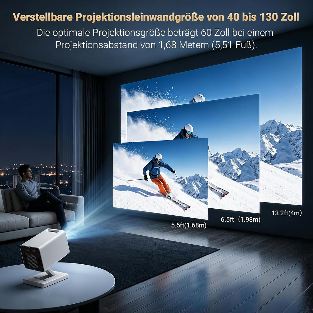 Mini Beamer 4K, Mini Projektor 1080P Unterstützt WiFi 6 BT 5.4, Beamer Klein Projektor mit Eingebaut