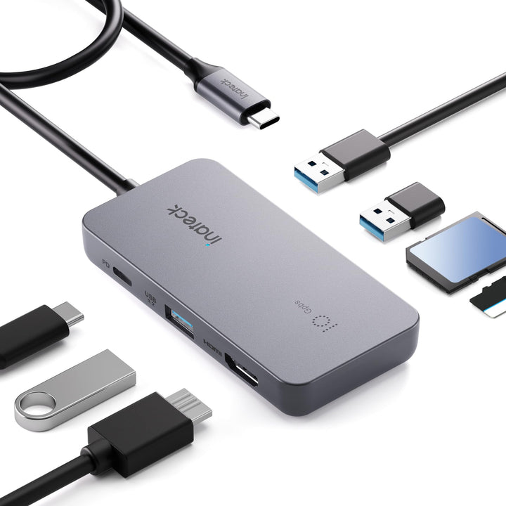 Inateck 7 in 1 USB C Hub mit 4K HDMI, PD 100W, 3 USB A 3.2 10Gbps, SD/TF Kartenleser, 50cm Kable, ko