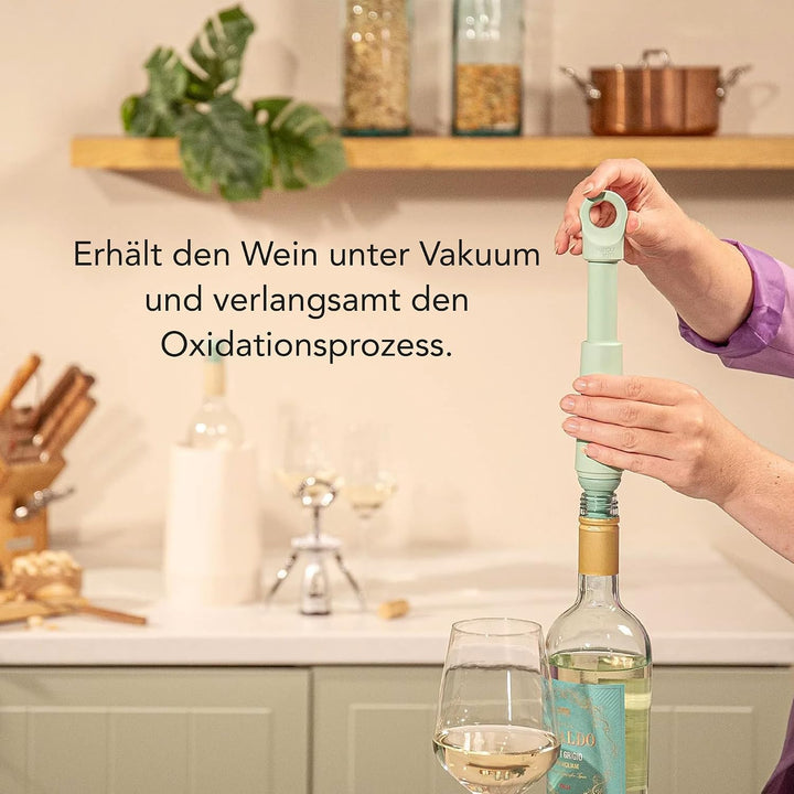 Vacu Vin Weinpumpe Loop - Vakuum Weinflaschenverschluss - 1 Pumpe 1 Stopper aus 98% Recyceltem Mater