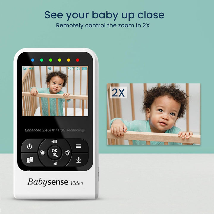 Babysense Video-Babyphone Zwei Kameras und Audio, Grosser Reichweite, Anzeige der Raumtemperatur, Na