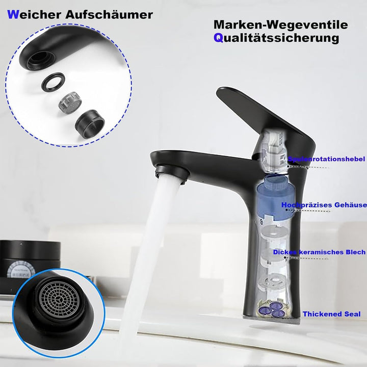 Heiss und kalt Badarmatur aus Edelstahl mit geräuschloser Keramikkartusche Einhebelmischer Waschtisc