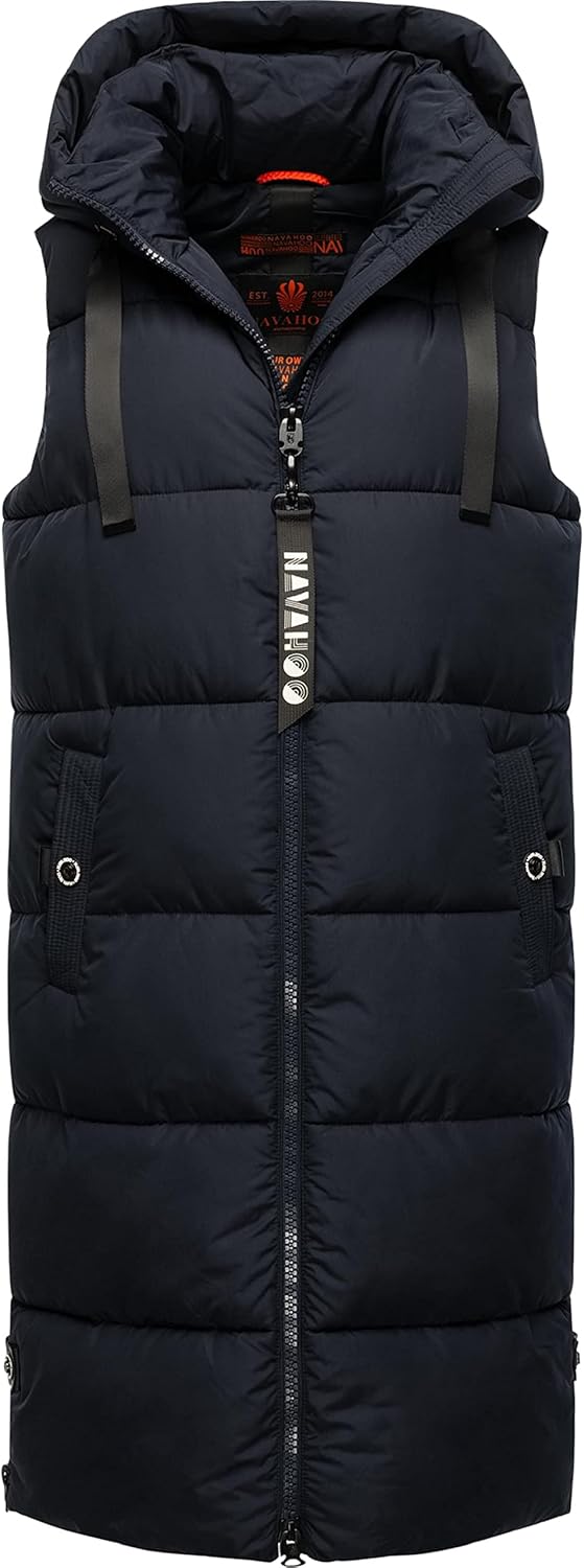 Navahoo Damen ärmellose Lange Outdoorweste warme Winterjacke Schnuffelchen XS-3XL XS Navy, XS Navy