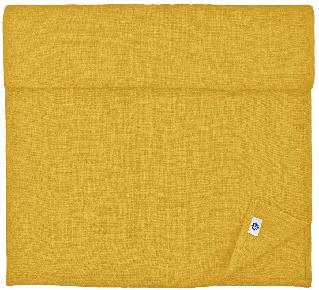 Linen &amp; Cotton Tischläufer Stoff Tischband Tischdeko Hygge 100% Leinen, Senfgelb Gelb (40 x 180 cm)