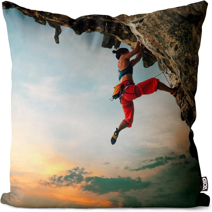 VOID Bergsteigerin Kissenbezug Kissenhülle Sofakissen Kissen Deko Outdoor-Kissen Dekokissen, Kissen