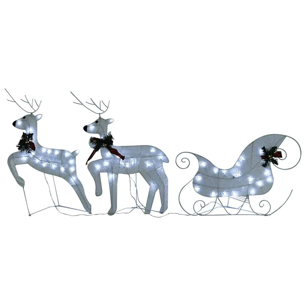 vidaXL Rentier mit Schlitten Weihnachtsdekoration 60 LEDs Outdoor Beleuchtet Dekofigur Weihnachtsdek