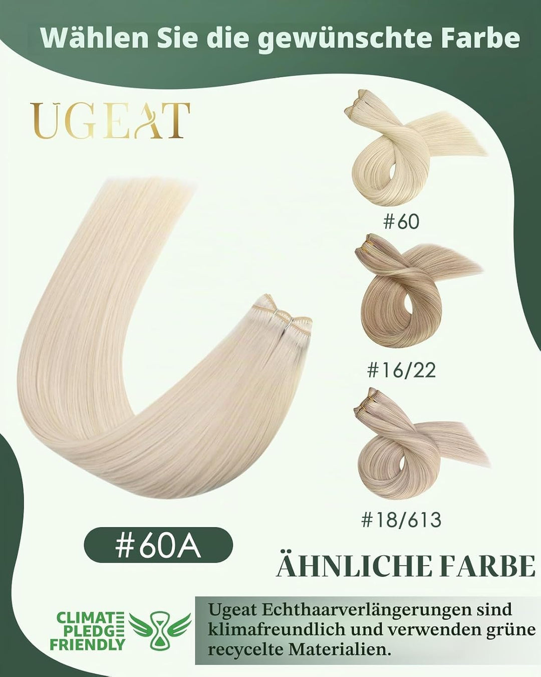 Ugeat Haartressen Extensions Echthaar Blond Sew in Weft Human Hair Echthaar Tressen Extensions Weiss