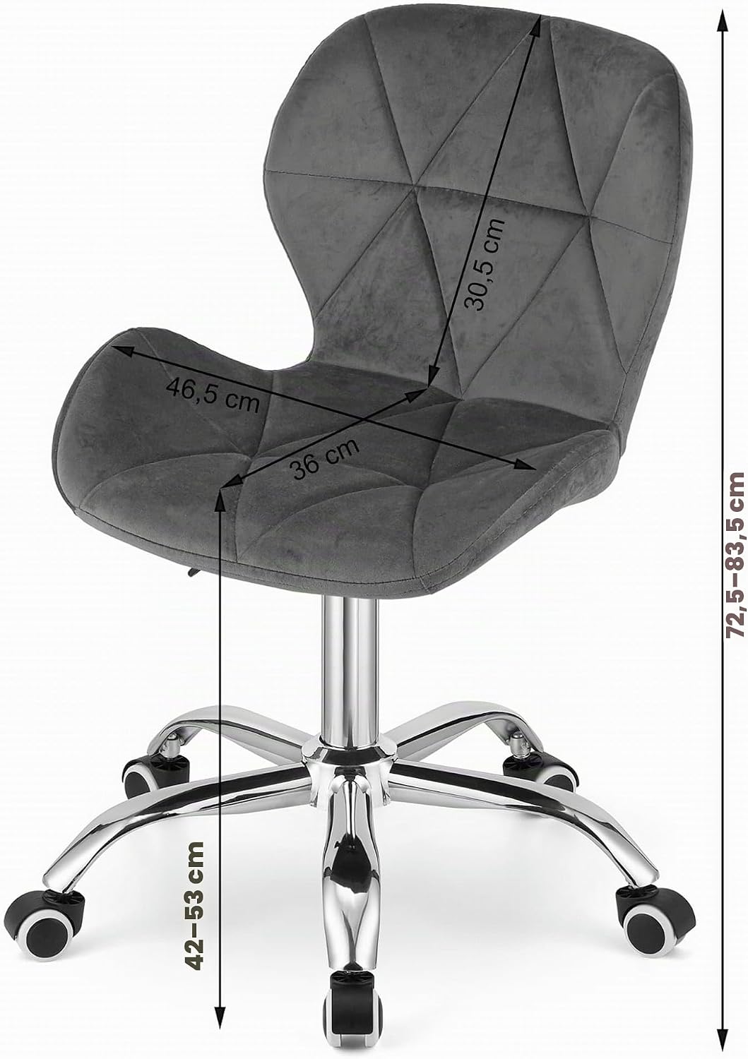 NMK HOME Drehstuhl mit Rollen - Höhenverstellbar Polsterstuhl - Home Office Samt Stuhl mit Geometris