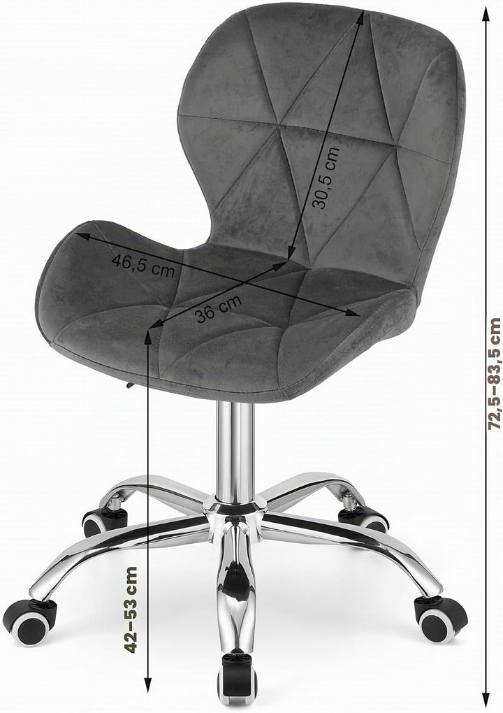 NMK HOME Drehstuhl mit Rollen - Höhenverstellbar Polsterstuhl - Home Office Samt Stuhl mit Geometris