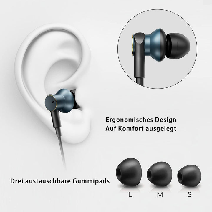 In Ear Kopfhörer kabel mit [Vier Lautsprechern], kabelgebundene High-Fidelity-Stereo-Ohrhörer mit Mi