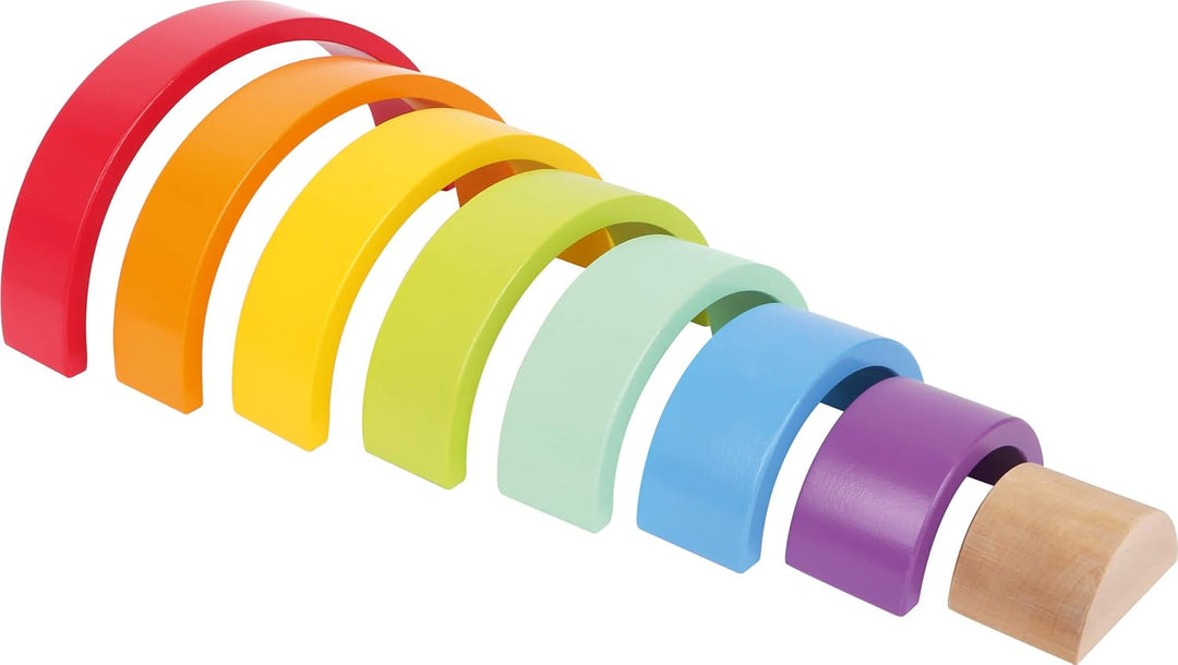 Small Foot Holzbausteine Grosser Regenbogen aus Holz, Stapelspiel für Feinmotorik, ab 12 Monaten, 69