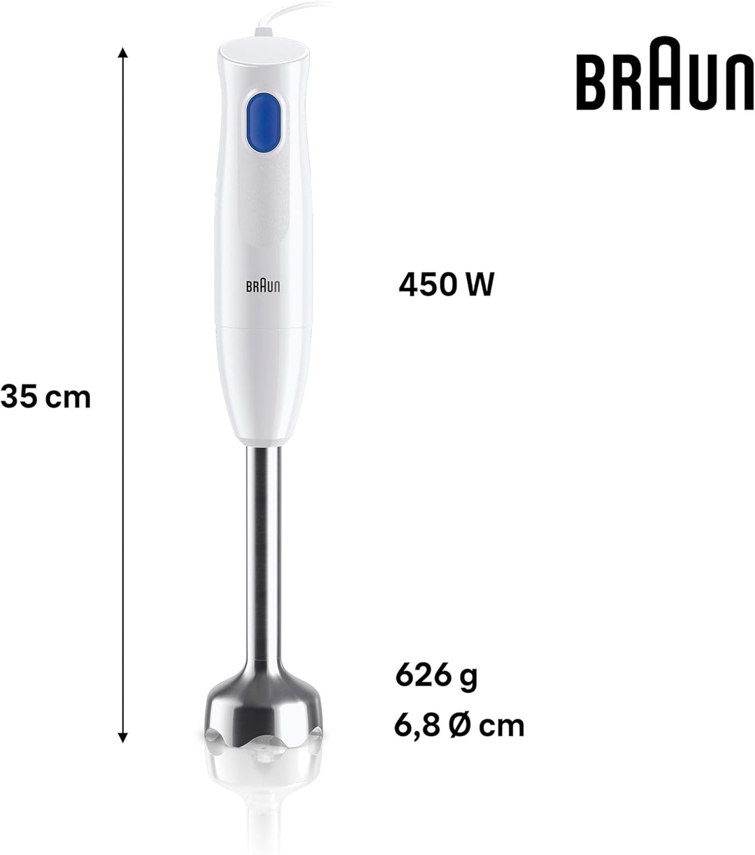 Braun MultiQuick 1 MQ10.201MWH Minipimer mit 5 Jahren Service, leichter Stabmixer, EasyTwist-Technol