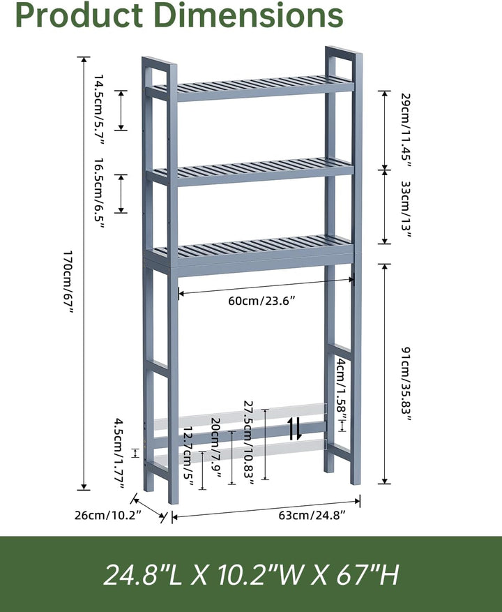SMIBUY Badezimmer-Aufbewahrungsregal, Bambus-Über-der-Toilette-Organizer-Rack, freistehender WC-Plat