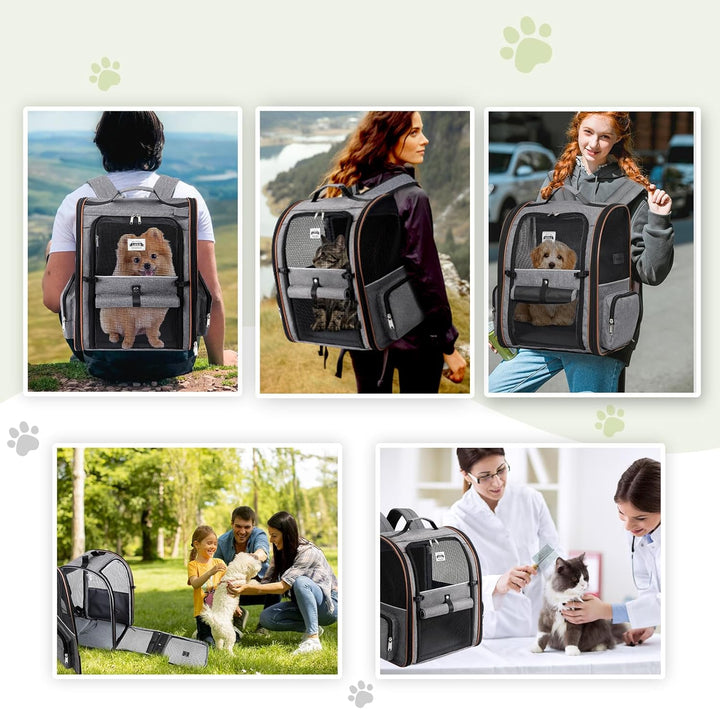 Lekebobor Extra grosser Katzen-Rucksack, erweiterbar, Haustier-Tragerucksack für kleine bis mittelgr