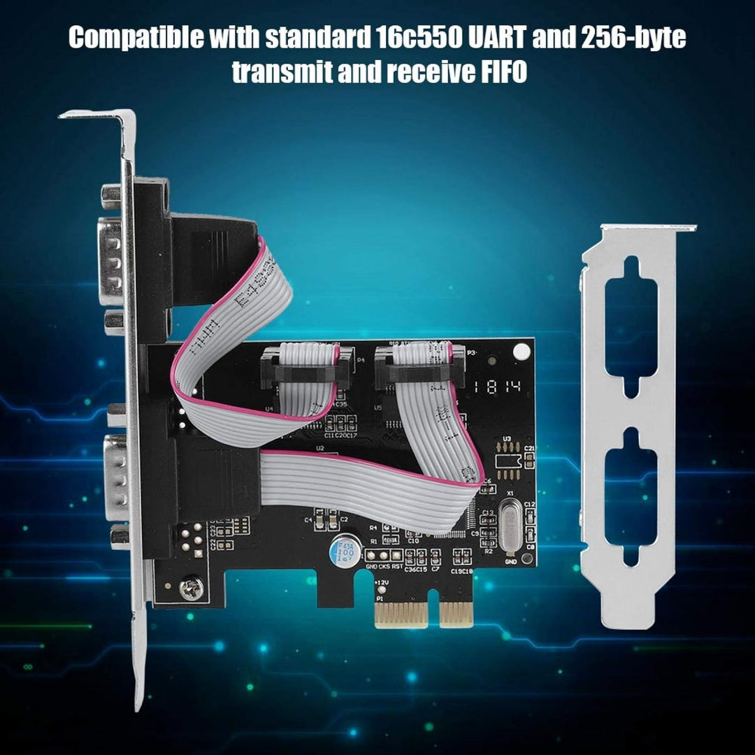 ASHATA 2 Port Serielle RS232 PCI-E Schnittstellenkarte,PCI-E zu Dual RS-232 Serial Port Adapter Konv