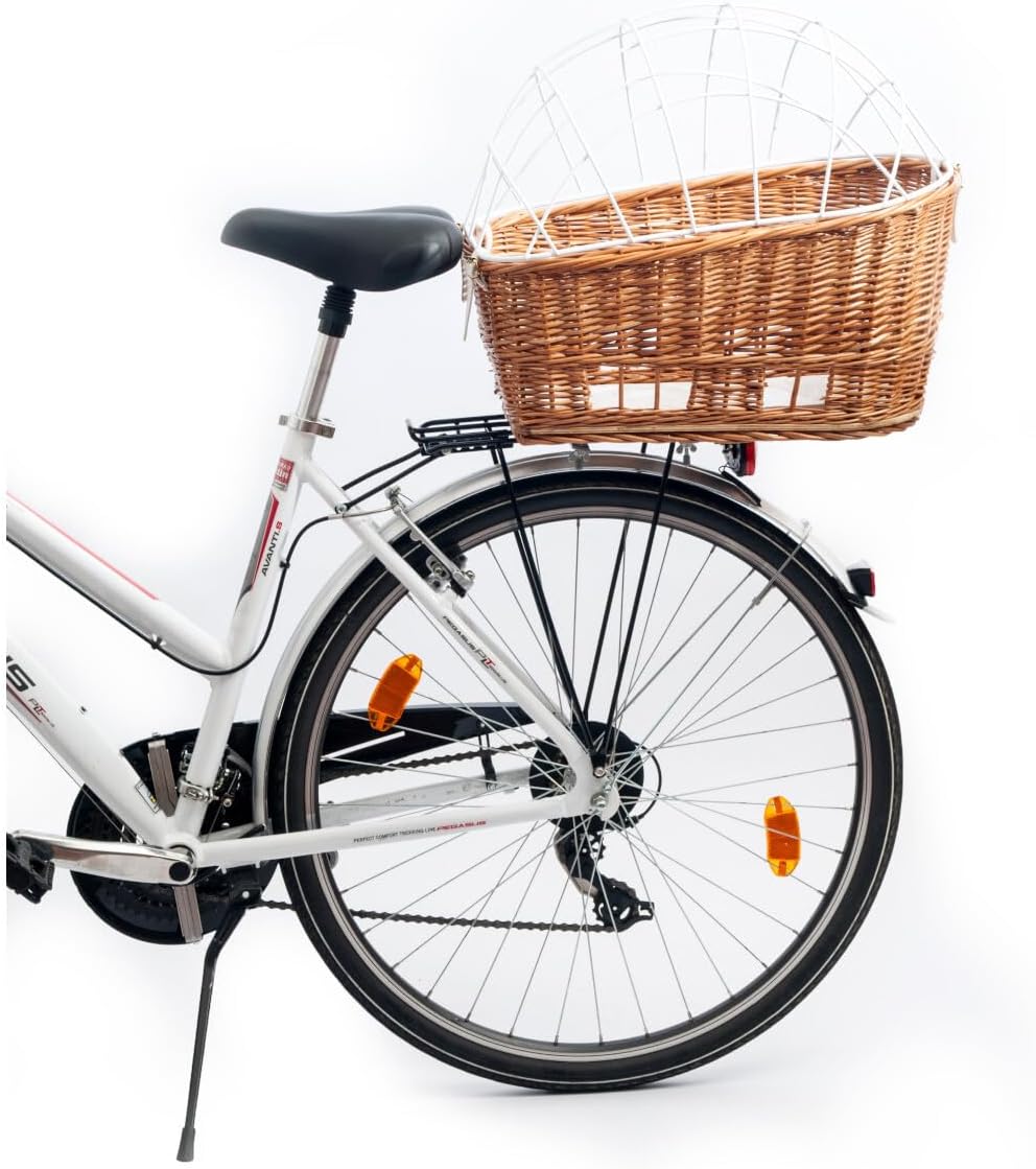 Aumüller Fahrrad-Tierkorb mit Halter + Schutzhaube - Gepäckträgermontage