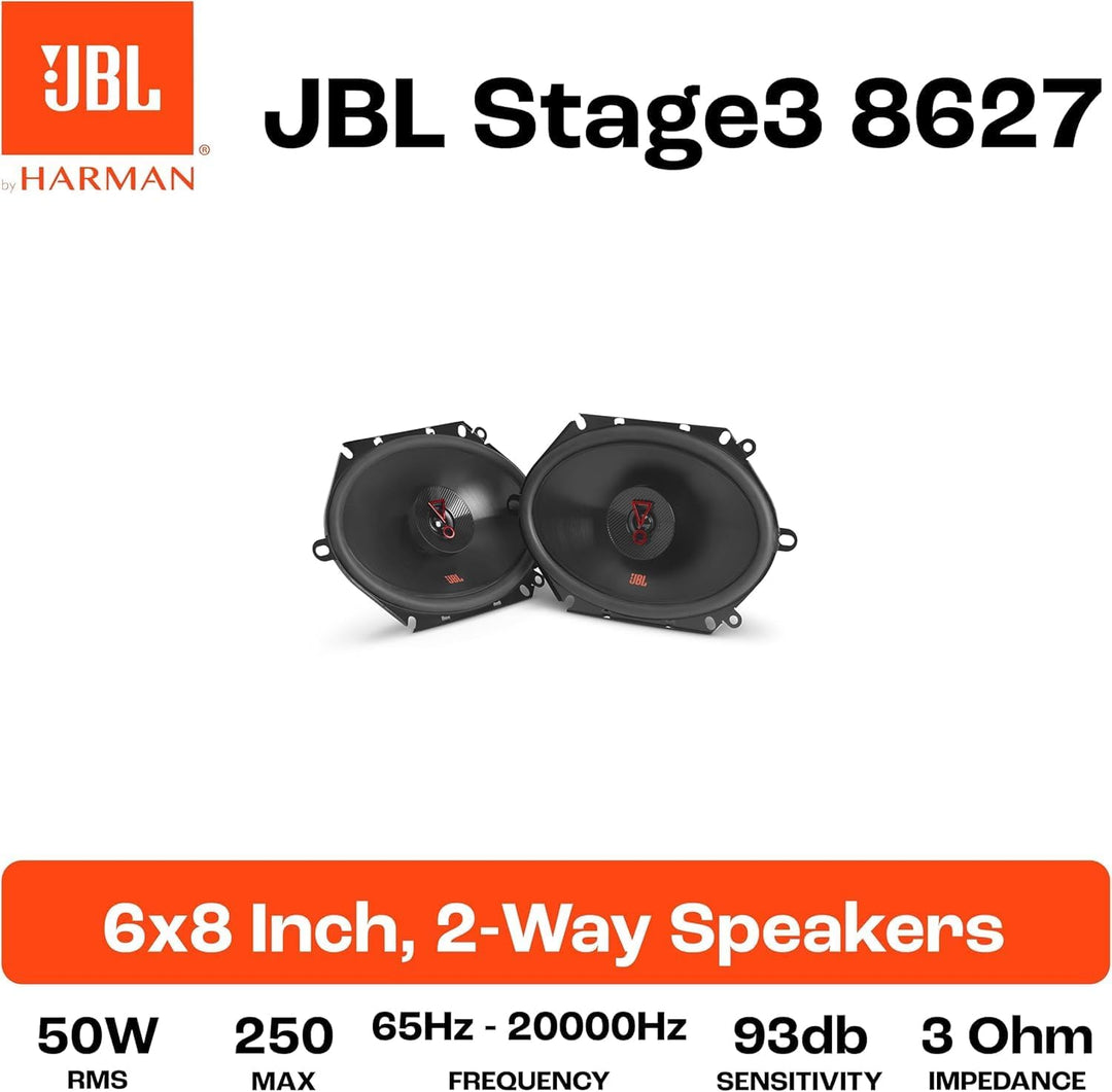 JBL Stage3 8627 2-Wege Auto Lautsprecher Set von Harman Kardon - 250 Watt ovale KFZ Autolautsprecher