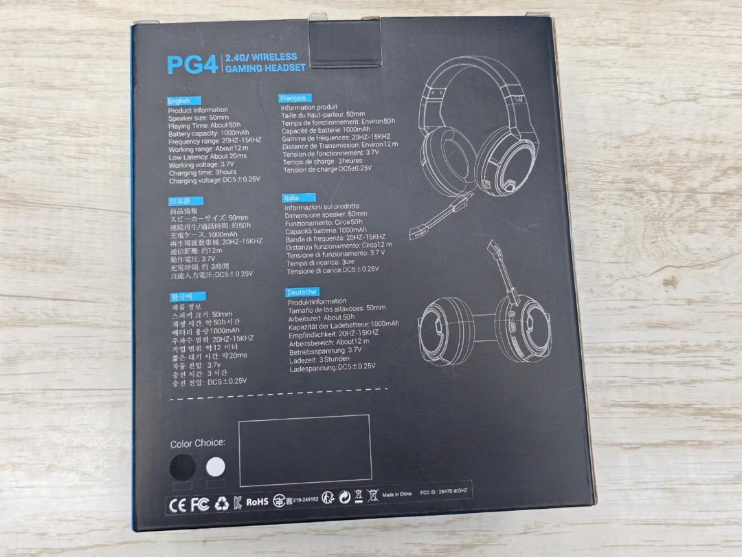 Krysenix PG4 RGB kabelloses Gaming-Headset für PS4, PS5, PC - 2,4 GHz 7.1 Surround Sound, Gaming-Kop