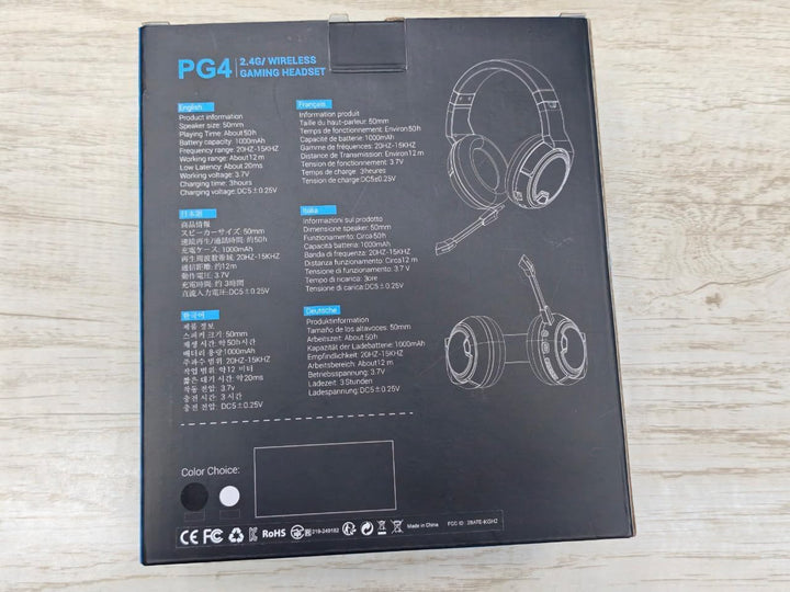 Krysenix PG4 RGB kabelloses Gaming-Headset für PS4, PS5, PC - 2,4 GHz 7.1 Surround Sound, Gaming-Kop