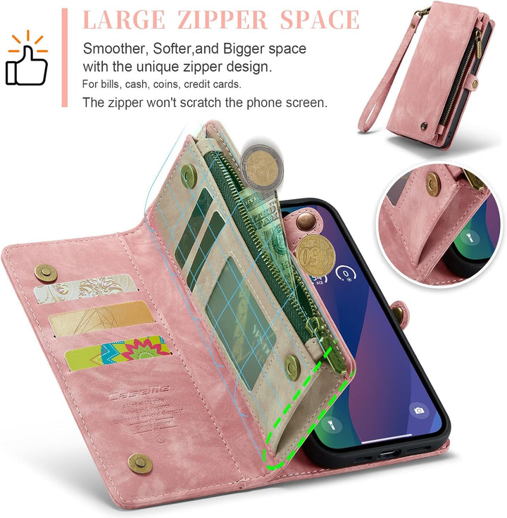 UFinetech für iPhone 15 Plus Hülle, Flip Leder TPU Stossfeste Kartenfach Tasche Handyhülle für iPhon