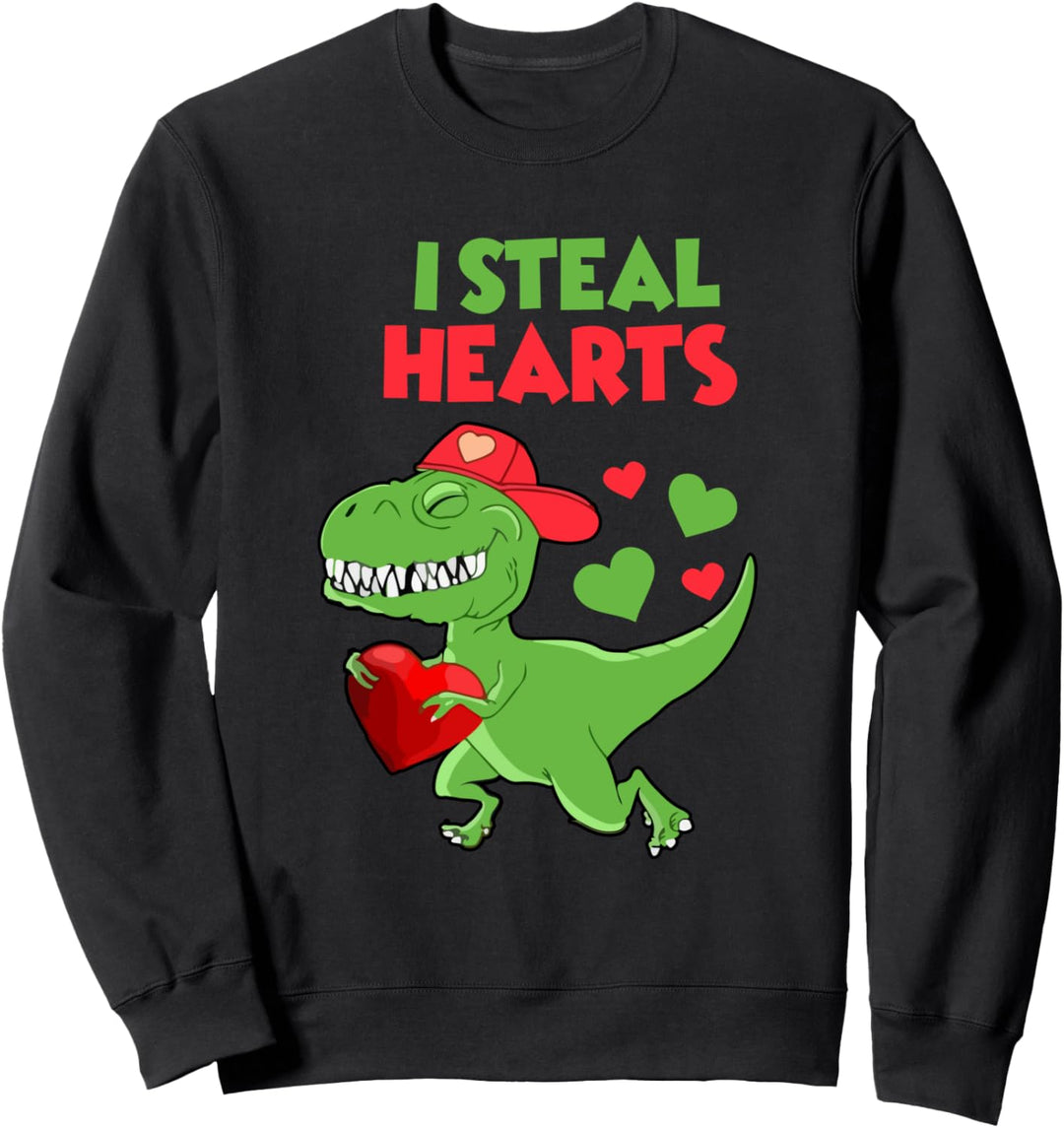 Valentines Day Kids Dinosaur T-Rex Lover - I Steal Hearts Sweatshirt