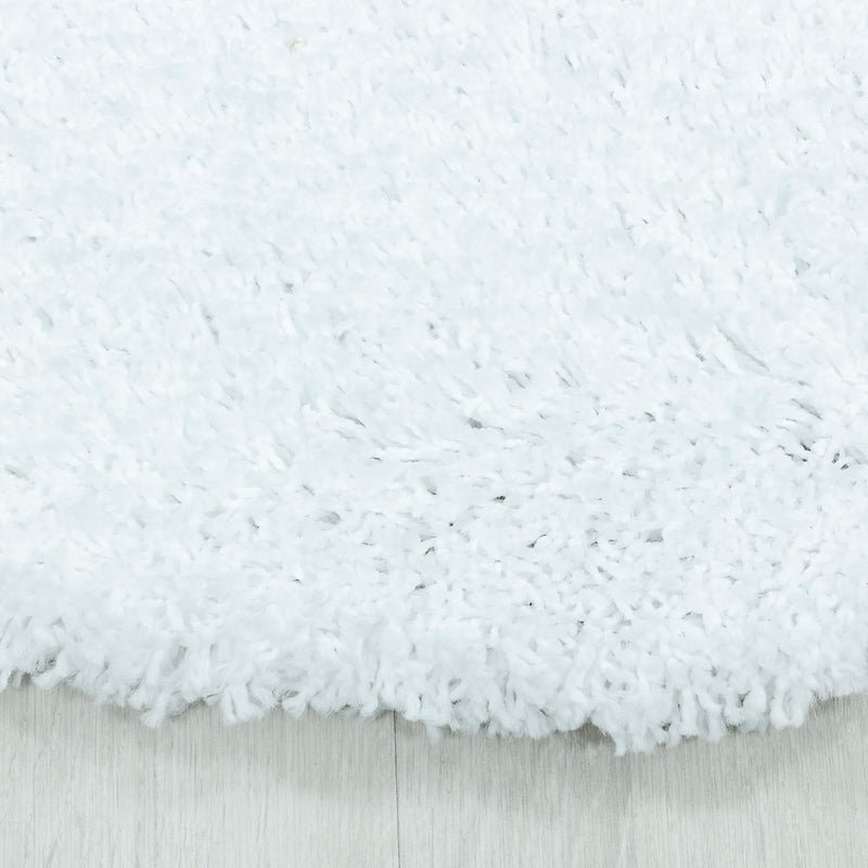 HomebyHome Teppich Wohnzimmer Shaggy Hochflor Weiss Schmutzabweisend 60x110 cm Läufer Flur - Flausch