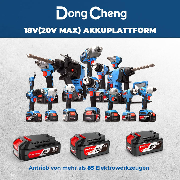 DongCheng Akku-Winkelschleifer 18V, Ø 125mm, 1000W, bürstenloser Motor, 3 Drehzahlstufen, Schnellspa