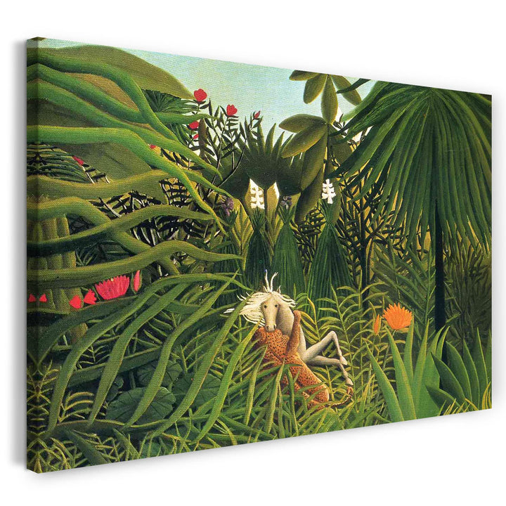 Printed Paintings Leinwand (60x40cm): Henri Rousseau - Jaguar attackiert EIN Pferd 60x40 cm, 60x40 c