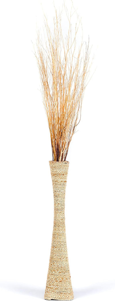 Leewadee Bodenvase für Dekozweige hohe Standvase Design Holzvase, Wasserhyazinthe, 70 cm, Natur 70 c