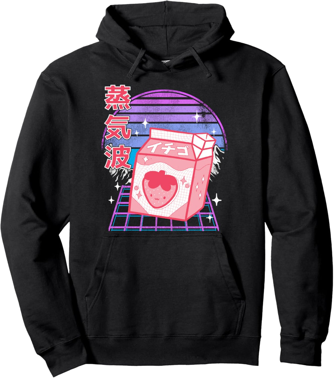Otaku Pastell Gothic Retrowave Japanische Kawaii Erdbeermilch Pullover Hoodie