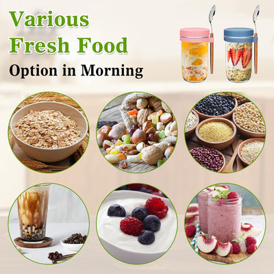 UHAPEER Overnight Oats Behälter, Glas Müslibecher to go 2er Set, 600ml/16oz Müsli Cup to Go Becher,