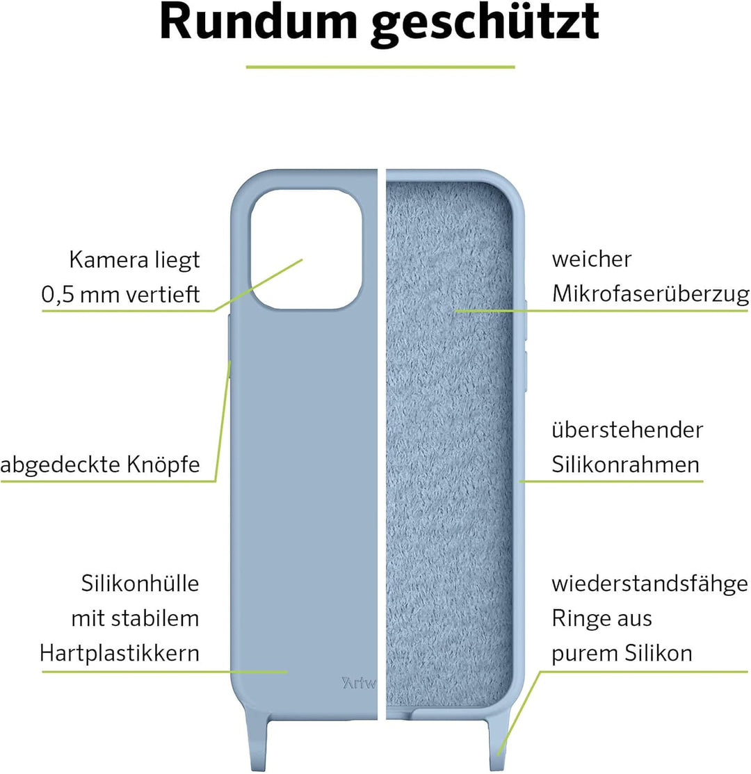 Artwizz HangOn Case kompatibel mit [iPhone 13 Pro] - Elastische Schutzhülle aus Silikon als Handyket