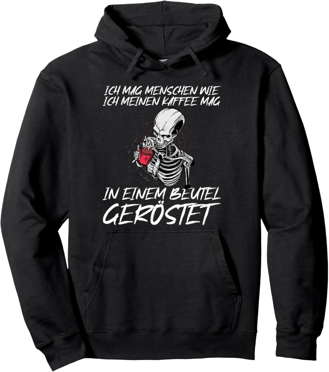 Ich Mag Menschen Kaffee Schwarzer Humor Sensenmann Skelett Pullover Hoodie