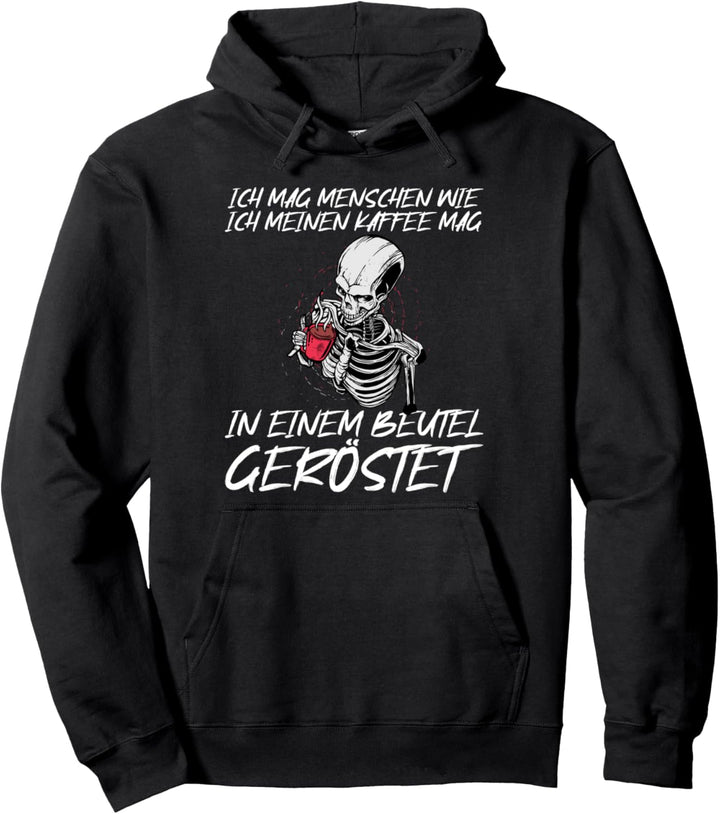 Ich Mag Menschen Kaffee Schwarzer Humor Sensenmann Skelett Pullover Hoodie