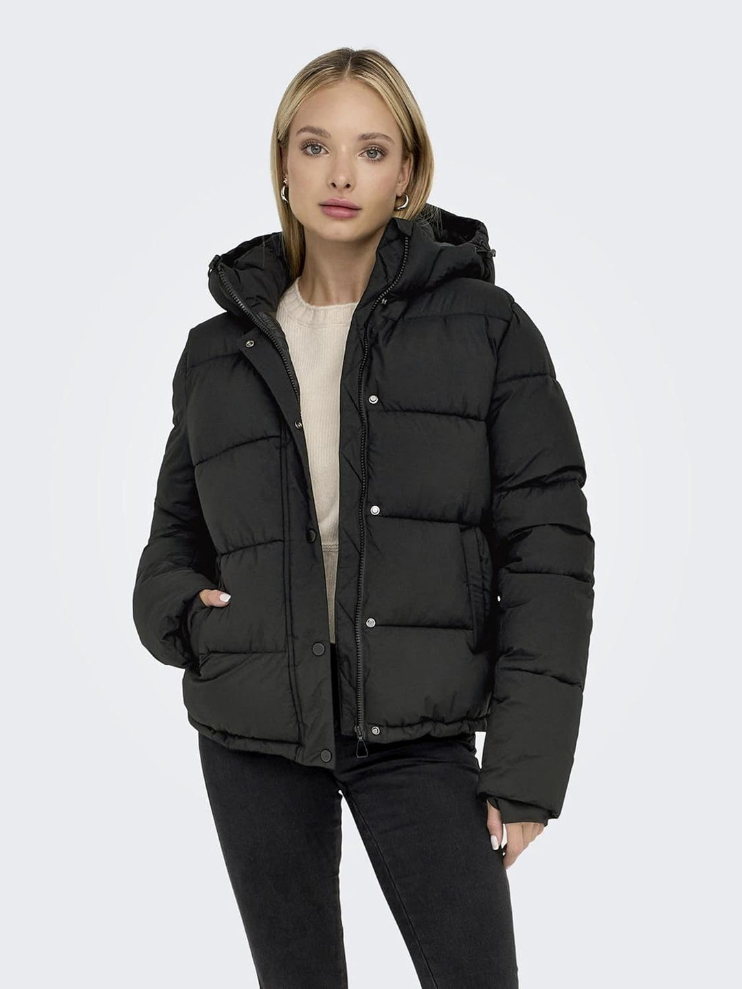 ONLY female Daunenjacke Stehkragen Steppjacke L Schwarz, L Schwarz