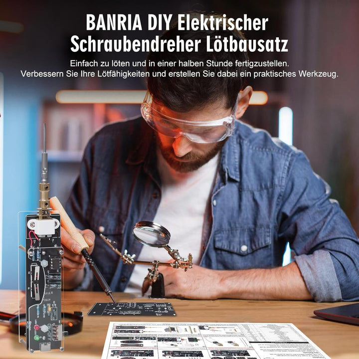 Mini Elektro Schraubendreher Löt Bausatz, ElektoLoter DIY Hand- Elektroschrauber Lötprojekt mit 2 Sc