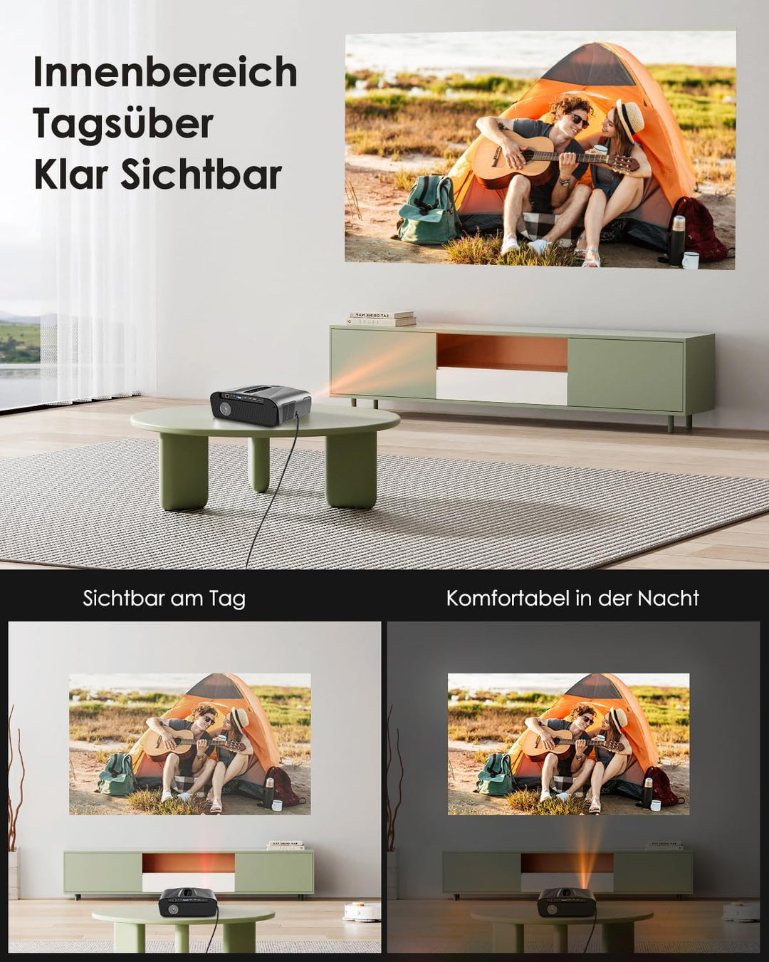 4K Beamer Ultra HD 2300ANSI Tageslicht Projektor Heimkino HDR10 WiFi6 Bluetooth NFC Smart Android Be