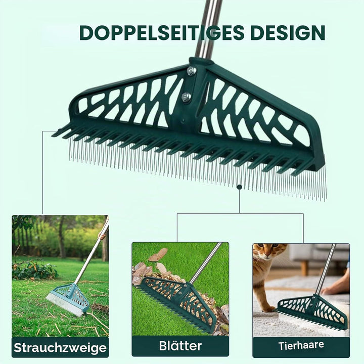YEELOR Kunstrasenrechen Innovatives zweiseitiges Rechen, 152,4 cm Verstellbarer Griff für Kunstrasen