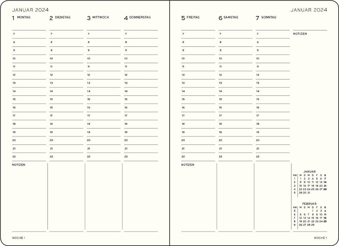 LEUCHTTURM1917 367821 Wochenplaner Master (A4+) 2024, mit Extraheft für Adressen und Jahrestage, Sch
