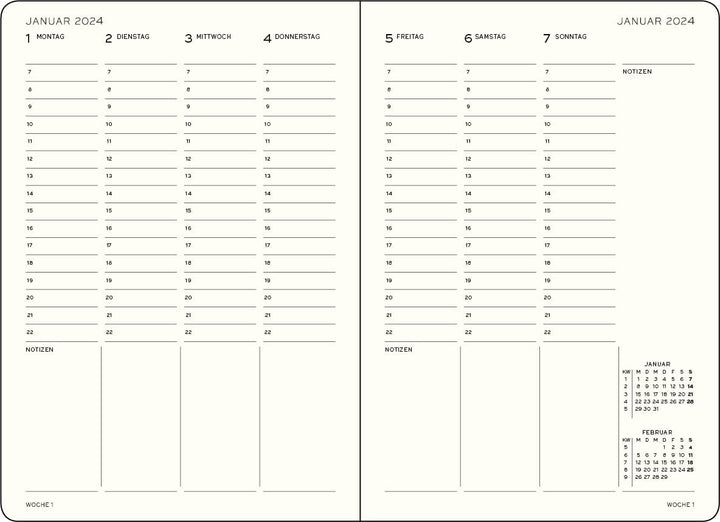 LEUCHTTURM1917 367821 Wochenplaner Master (A4+) 2024, mit Extraheft für Adressen und Jahrestage, Sch