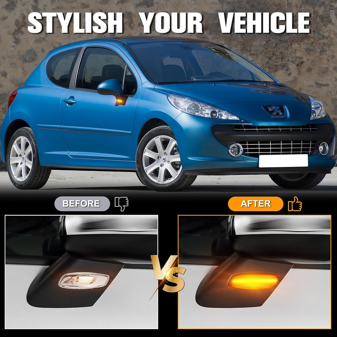 Blinker Seitenblinker für Peugeot 207 308 3008 5008 RCZ Citroen C4 Picasso C3 DS3 C4 DS4 C5, LED Sei