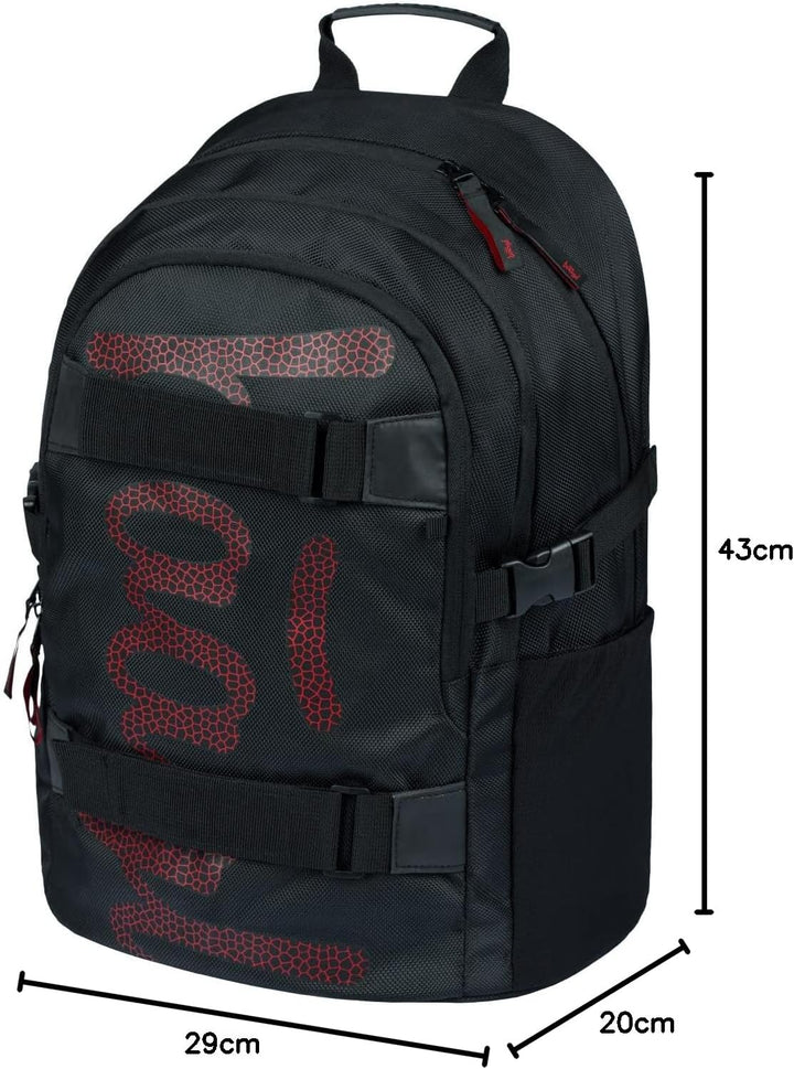Baagl Schulrucksack für Jungen Mädchen Teenager - Skateboard Rucksack - Kinderrucksack mit Laptopfac