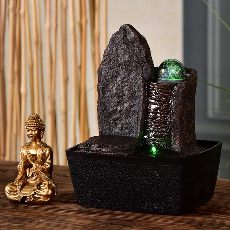 Brunnen Buddha Haka - Entspannender Buddha -Innenbrunnen LED -Licht - Feng Shui -Objekt - geschlosse