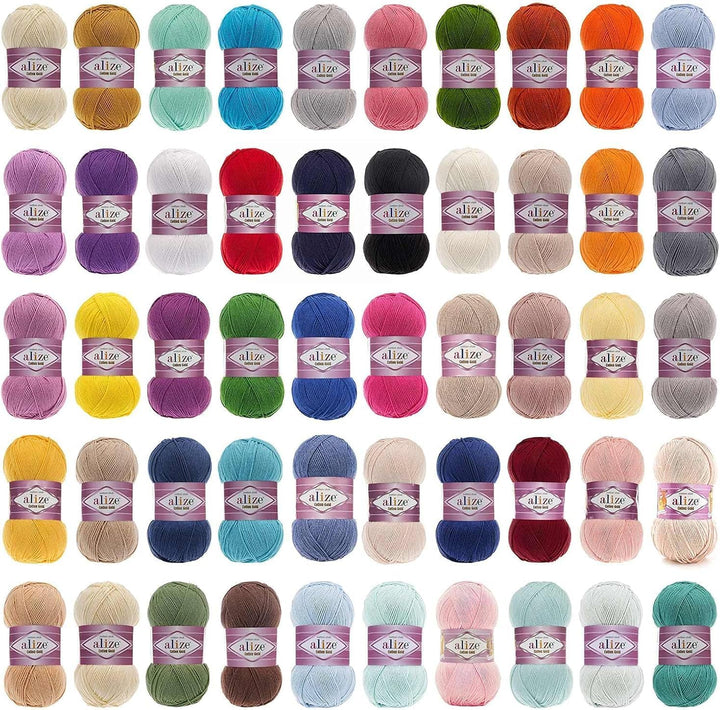 Alize 5 x 100g Cotton Gold Türkische Premium Wolle Baumwolle und Acryl Handstrickgarne | Garn | Yarn